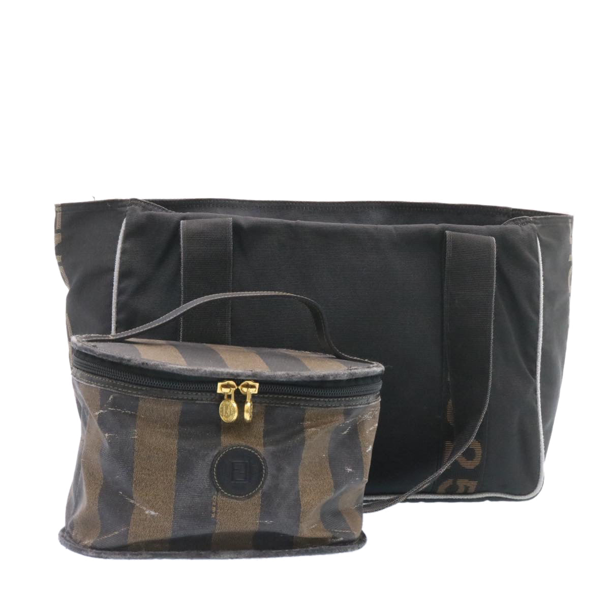 FENDI Shoulder Bag Canvas 2Set Black Brown  ar5459