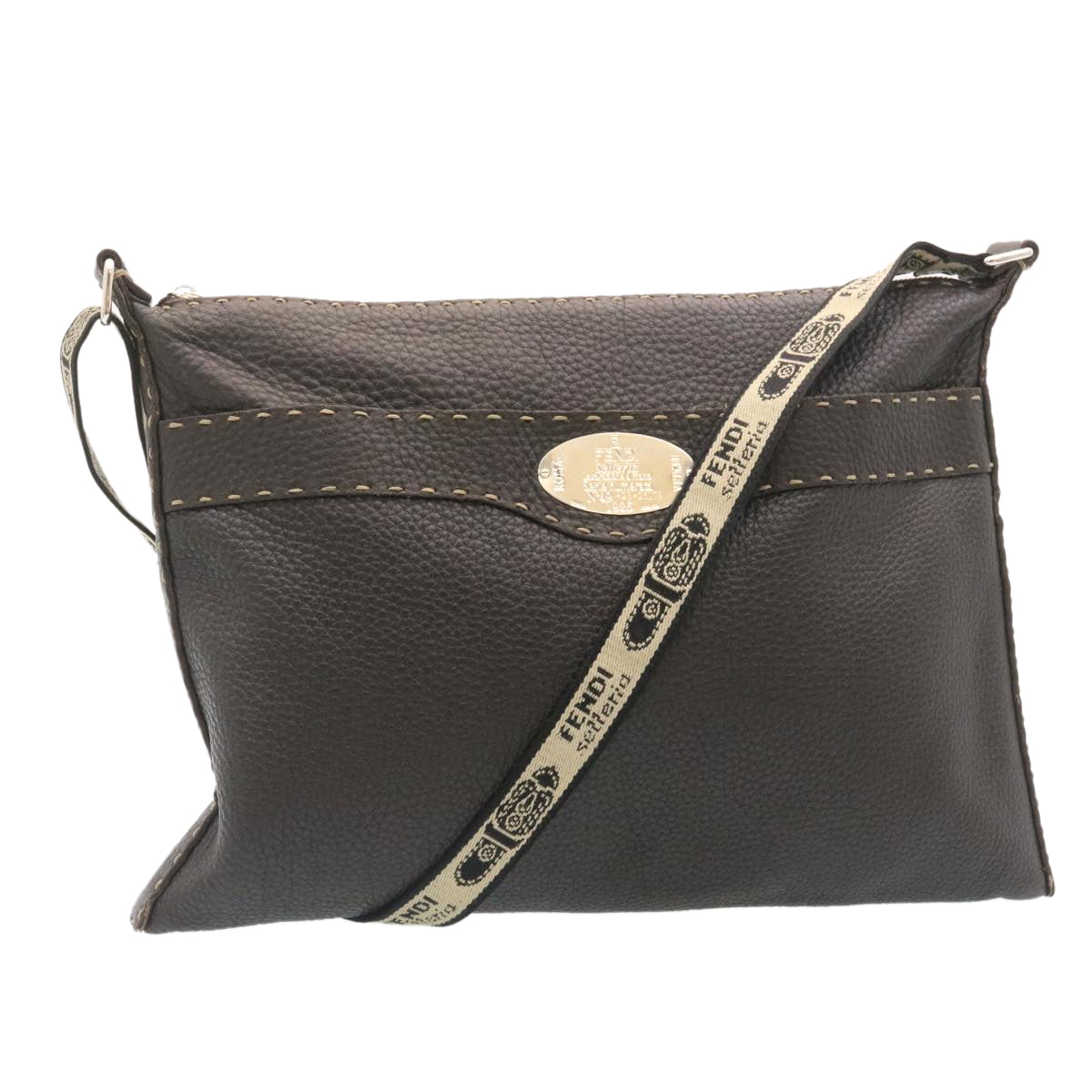 FENDI Shoulder Bag Leather Brown  ar6319