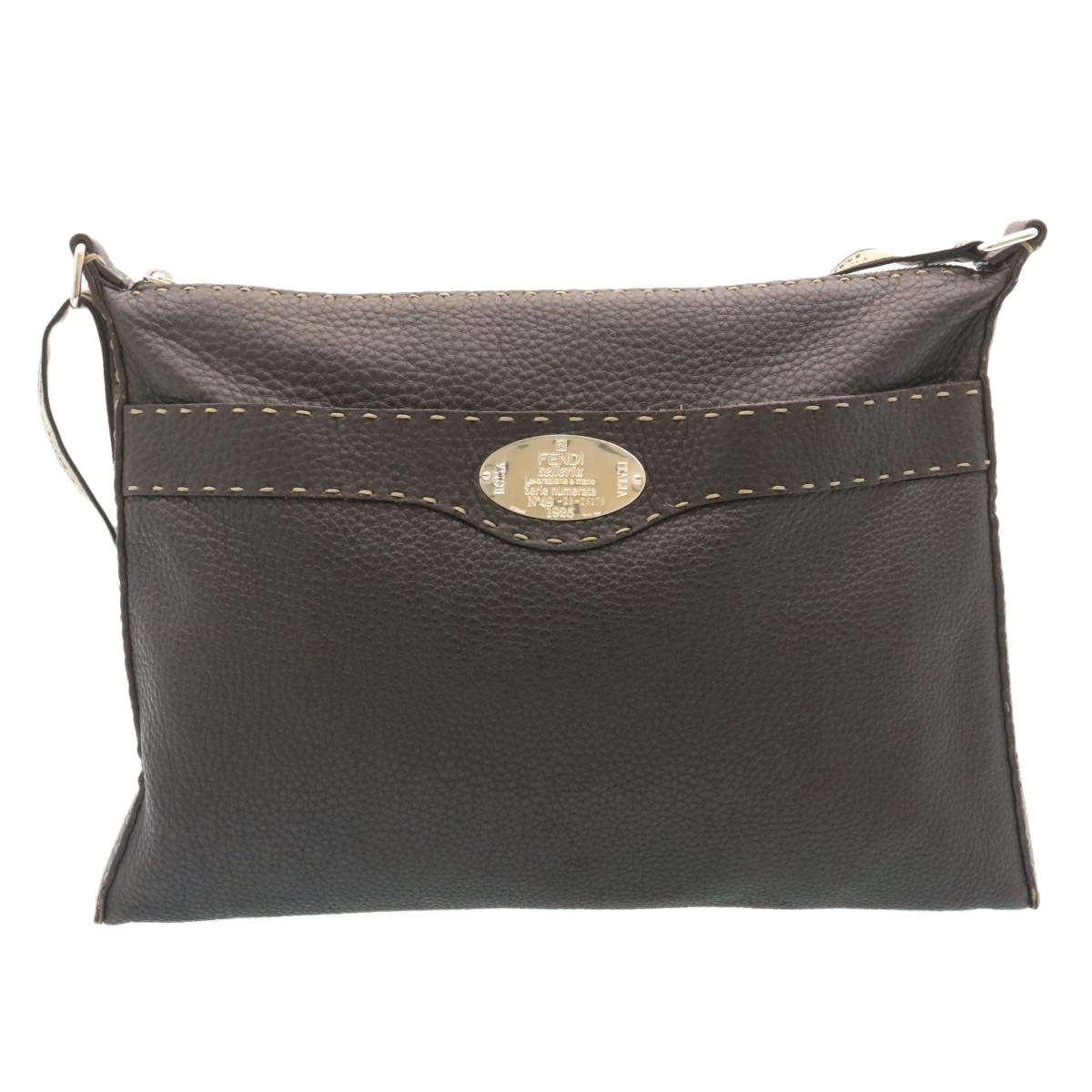 FENDI Shoulder Bag Leather Brown  ar6319