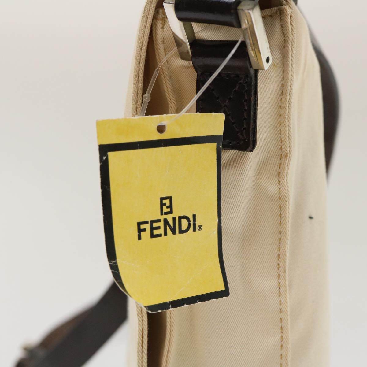 FENDI Shoulder Bag Pouch Canvas Beige Auth ar6924