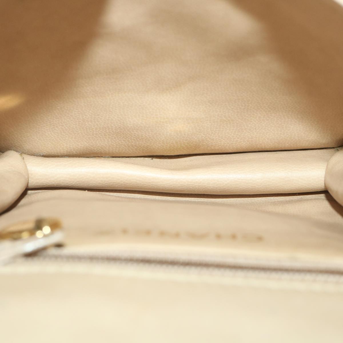 CHANEL Shoulder Bag Lamb Skin Beige CC Auth ar9074