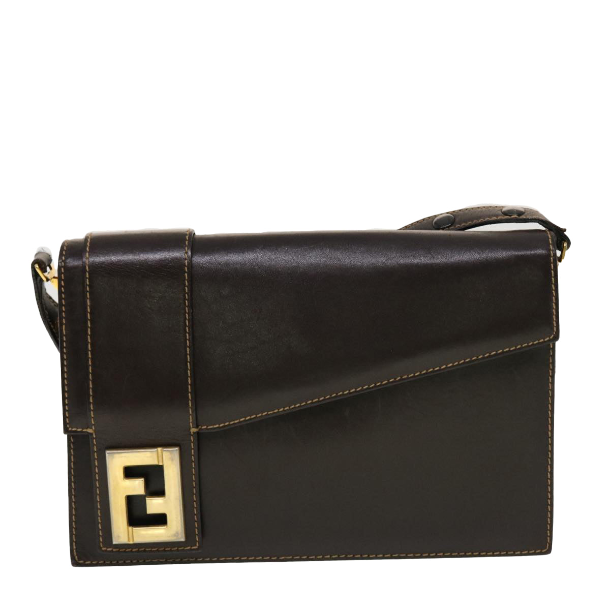 FENDI Shoulder Bag Leather Brown  ar9569