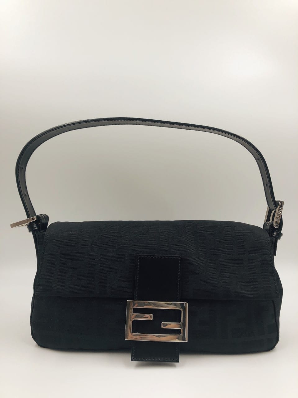 Vintage Fendi Baguette Bag in Black Zucchino