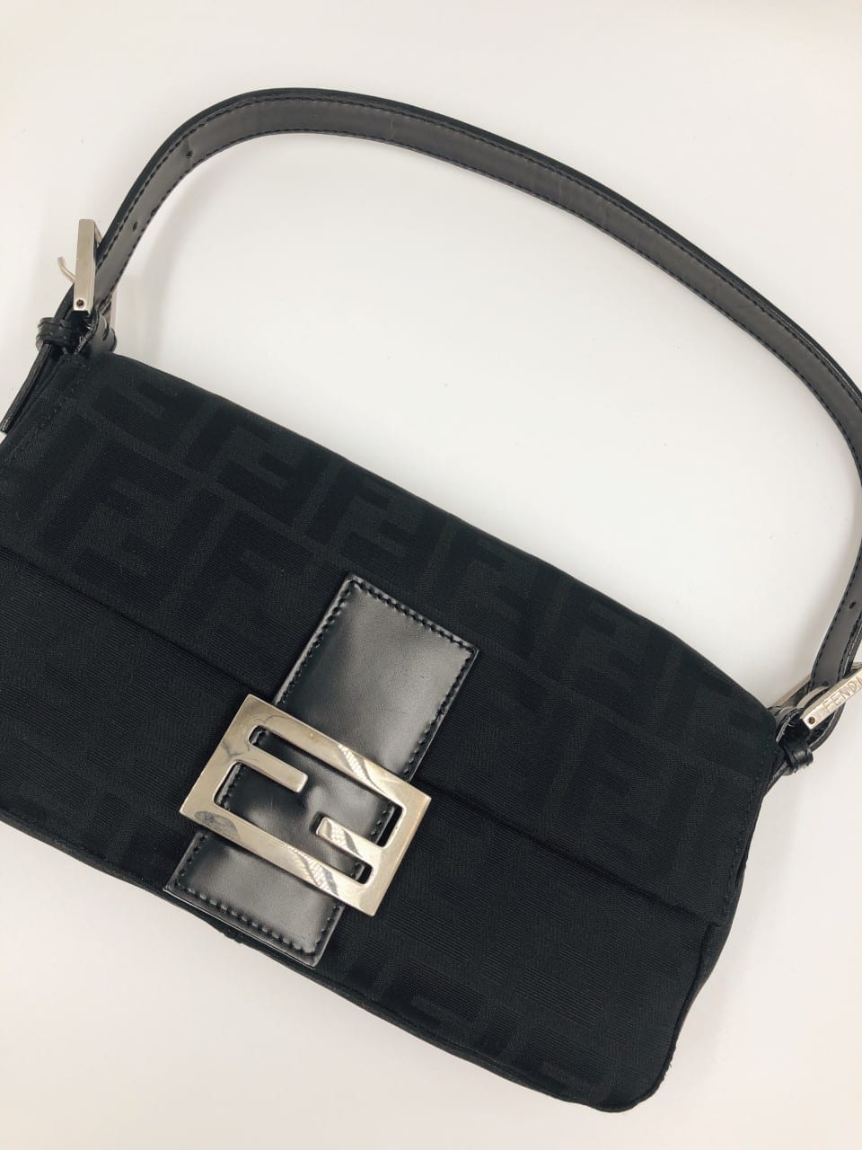 Vintage Fendi Baguette Bag in Black Zucchino