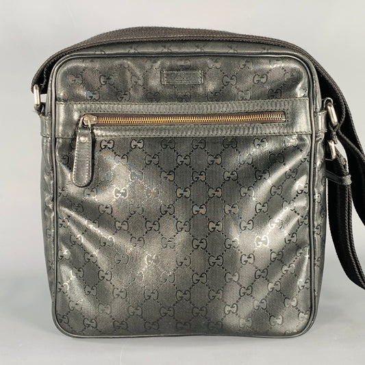 GUCCI Black Logo Monogram Nylon Crossbody Bag