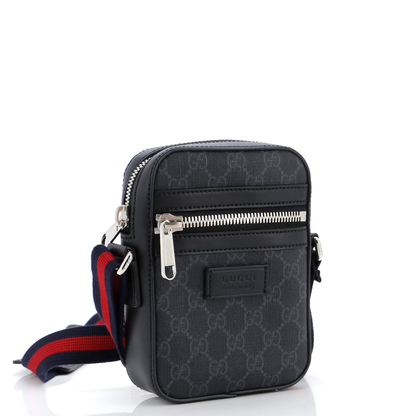 Web Strap Front Zip Messenger Bag GG Coated Canvas Mini