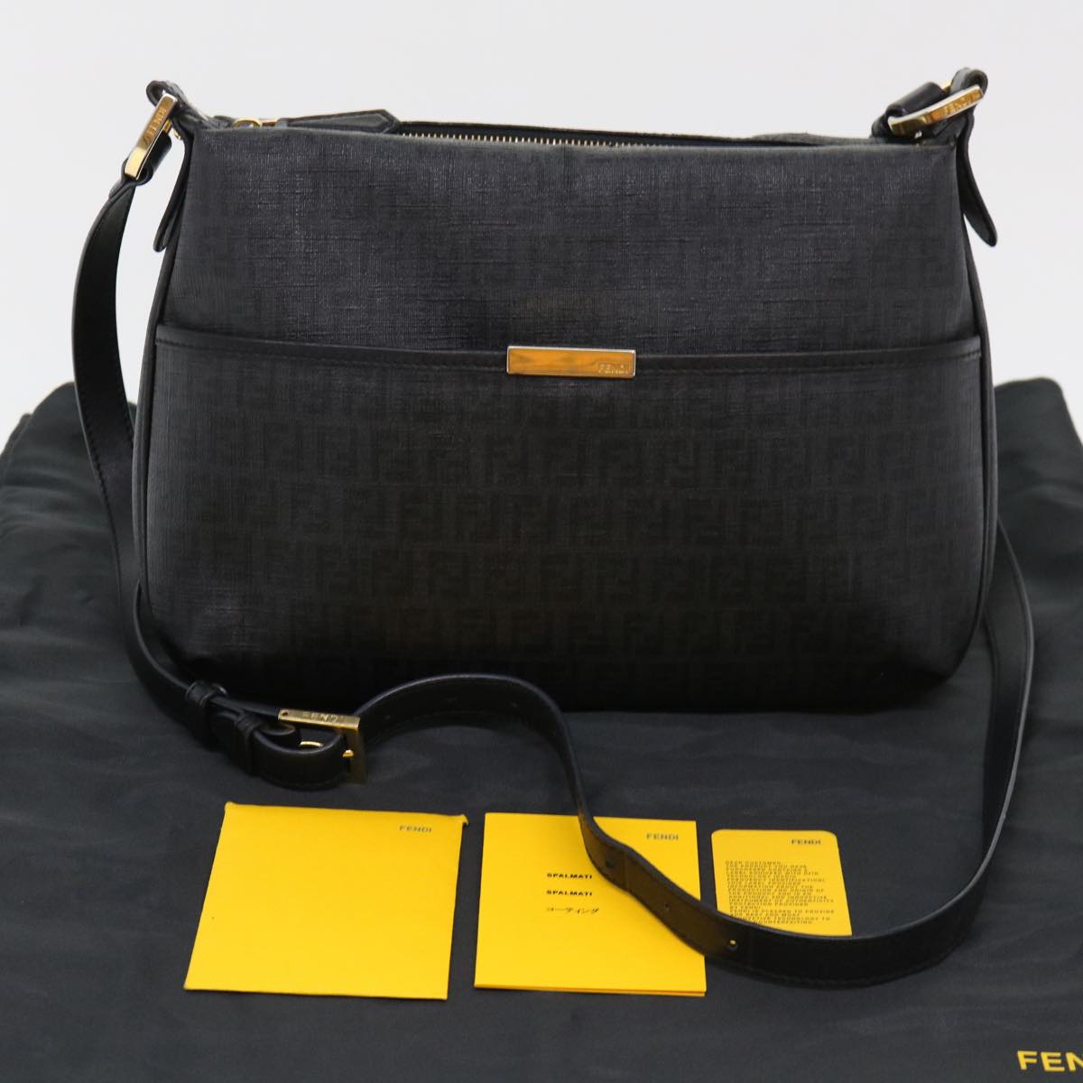 FENDI Zucchino Canvas Shoulder Bag Black 8BT206-FB5 129-2580  bs4435