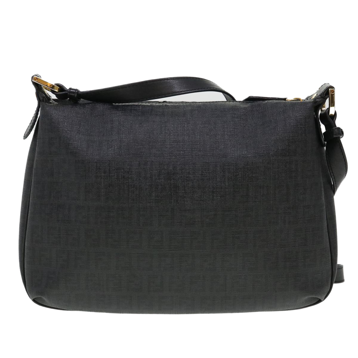 FENDI Zucchino Canvas Shoulder Bag Black 8BT206-FB5 129-2580 Auth bs4435