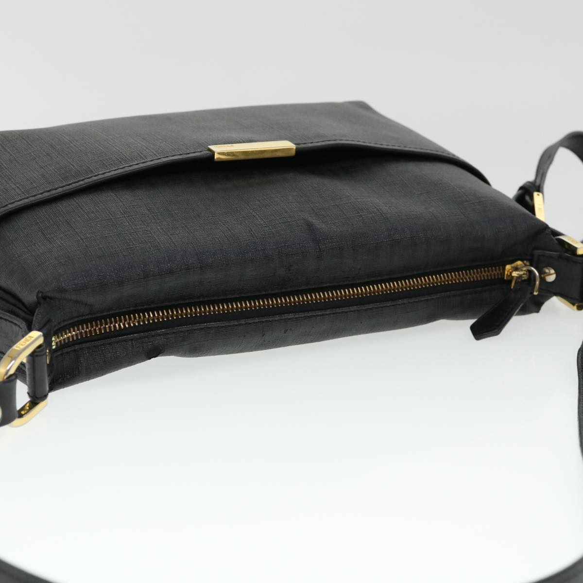 FENDI Zucchino Canvas Shoulder Bag Black 8BT206-FB5 129-2580  bs4435