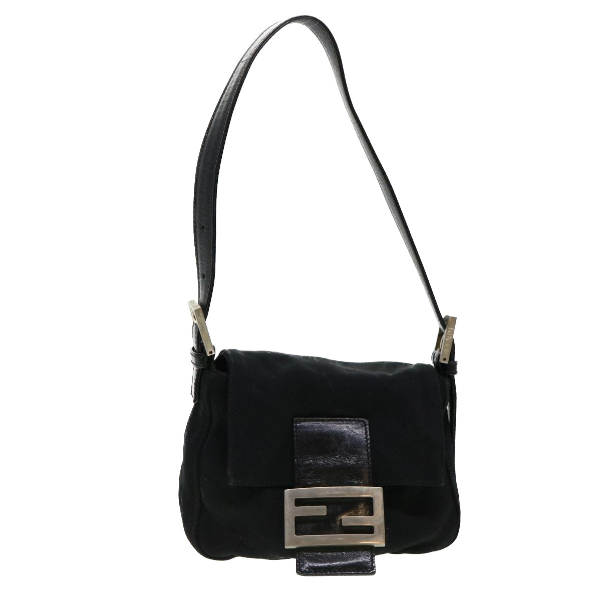 FENDI Mamma Baguette Shoulder Bag Nylon Black  bs4896