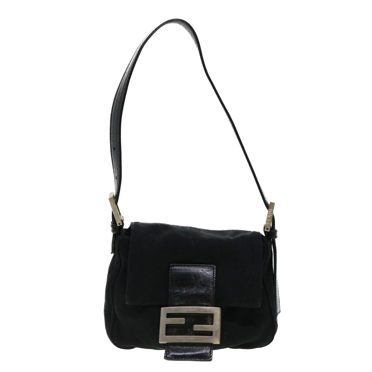 FENDI Mamma Baguette Shoulder Bag Nylon Black  bs4896