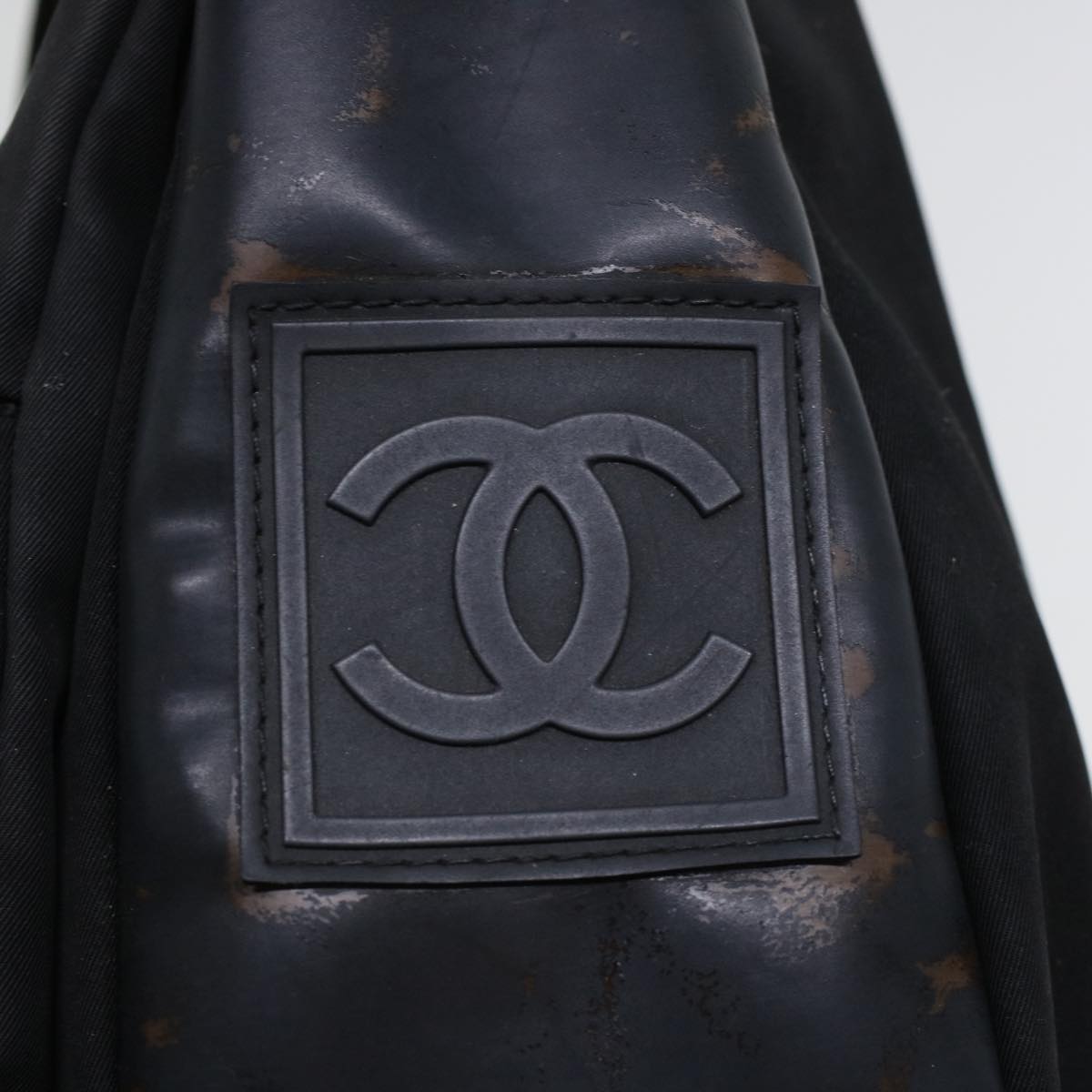 CHANEL Shoulder Bag Nylon Black CC Auth bs6077