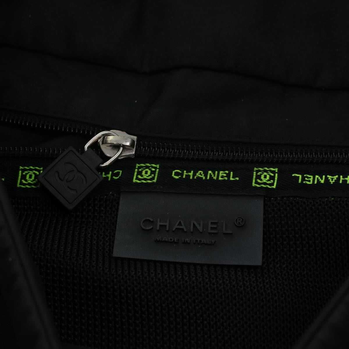 CHANEL Shoulder Bag Nylon Black CC Auth bs6077