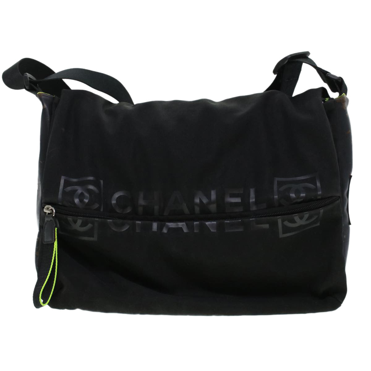 CHANEL Shoulder Bag Nylon Black CC Auth bs6077