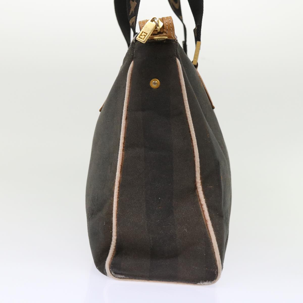 FENDI Pecan Canvas Shoulder Bag Black Brown  bs7192