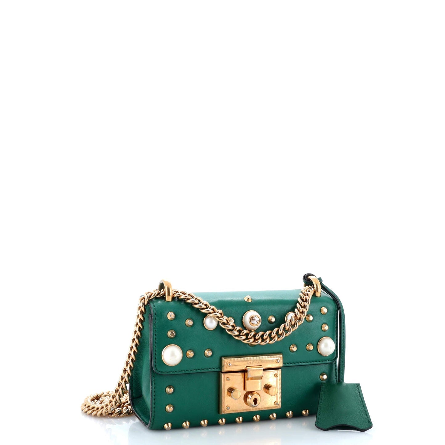 Pearly Padlock Shoulder Bag Studded Leather Small