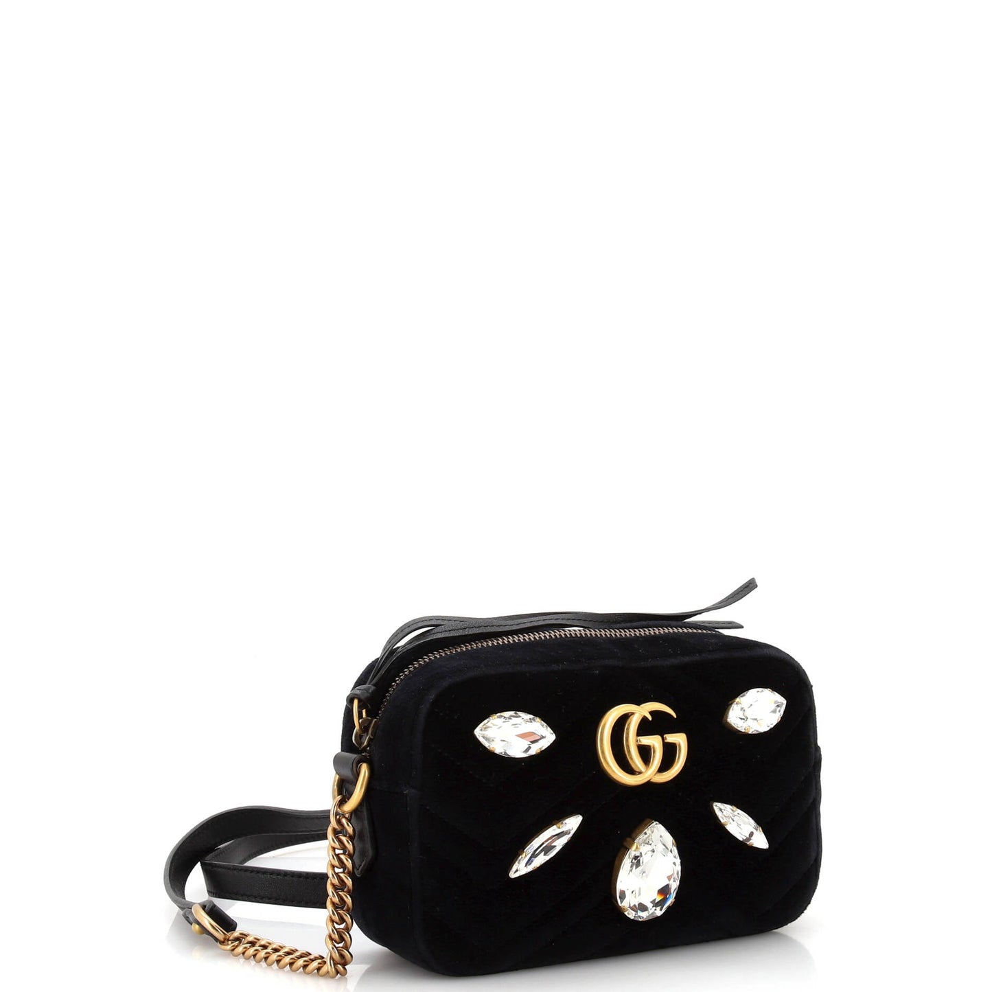 GG Marmont Shoulder Bag Crystal Embellished Matelasse Velvet Mini