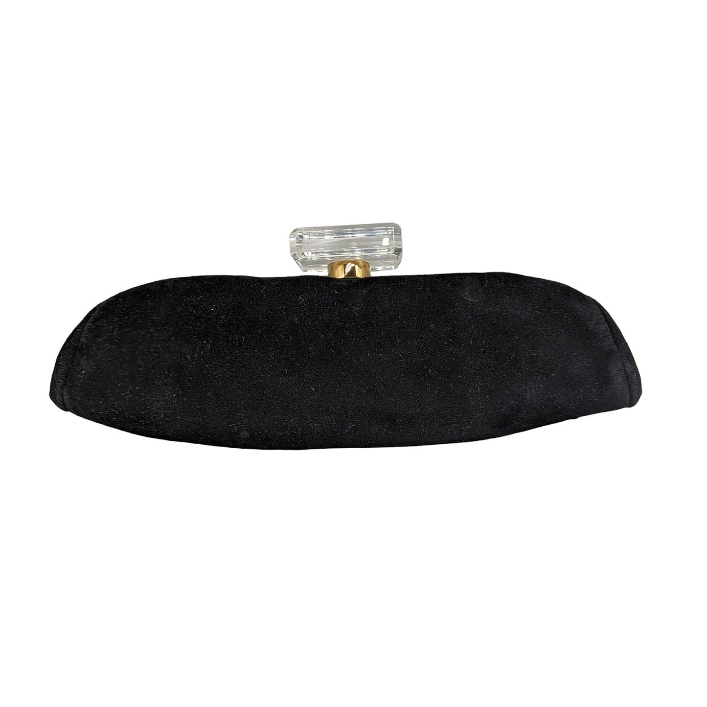 Chanel Vintage Velvet Gold Plexiglass Kiss-Lock Frame Clutch