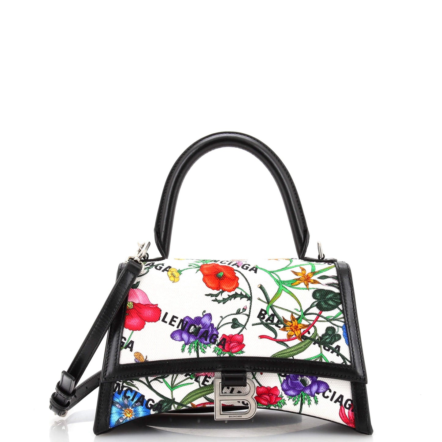 x Balenciaga The Hacker Project Hourglass Top Handle Bag Flora Canvas Small