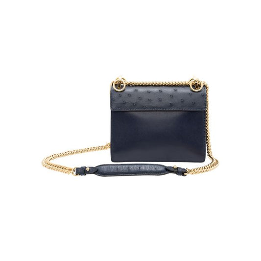 FENDI Crossbody Kan I Ostrich Leather Shoulder Bag