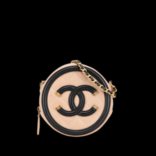 Beige Leather Chanel Crossbody Bag