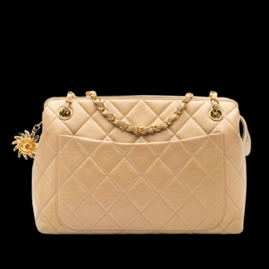 Beige Leather Chanel Crossbody Bag
