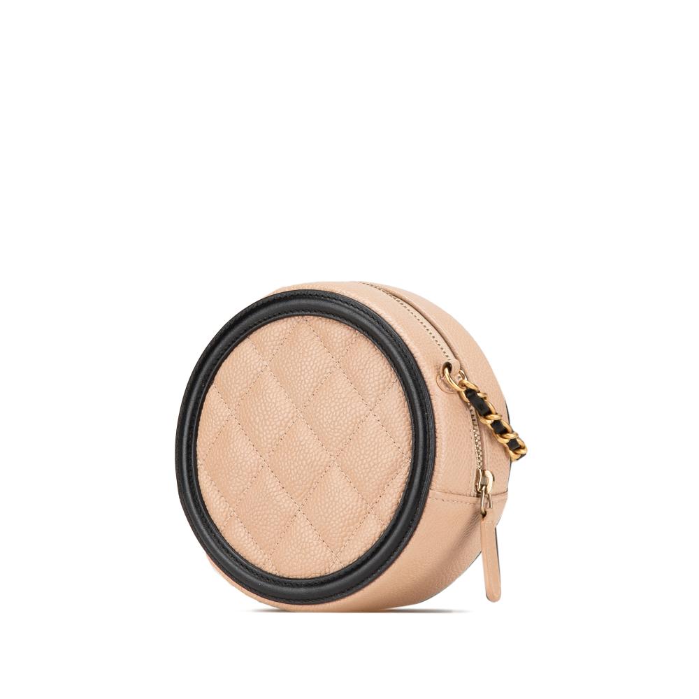 Beige Leather Chanel Crossbody Bag