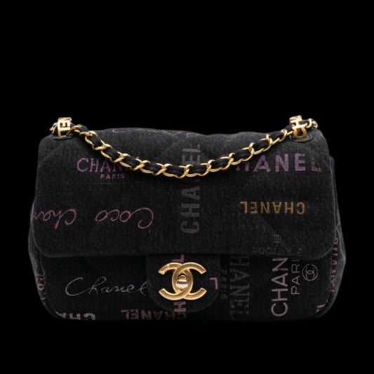 Black Denim Chanel Crossbody Bag