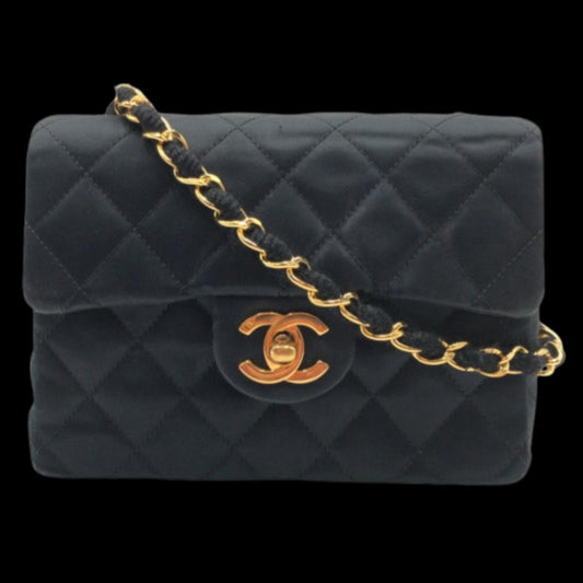 Black Fabric Chanel Crossbody Bag