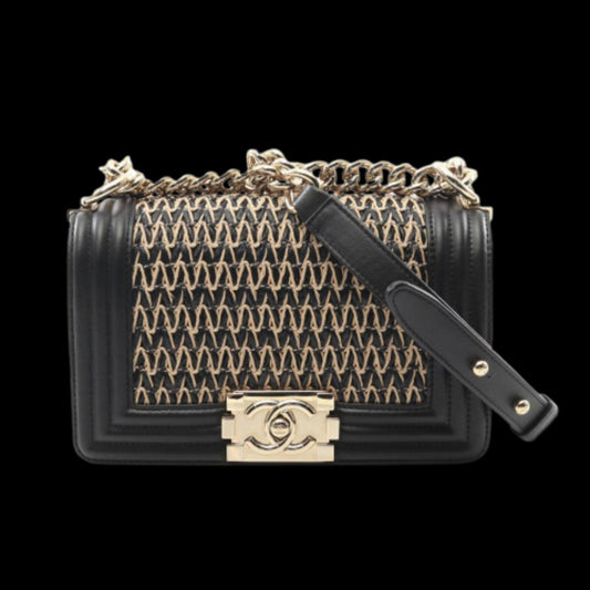 Black Leather Chanel Crossbody Bag
