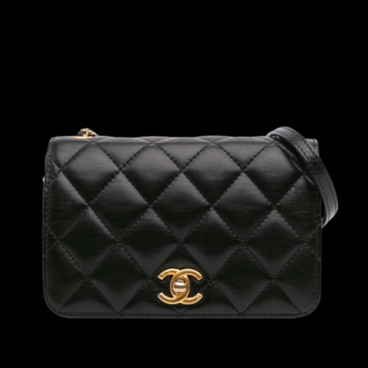 Black Leather Chanel Crossbody Bag