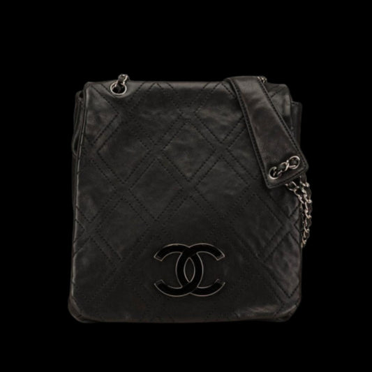 Black Leather Chanel Crossbody Bag