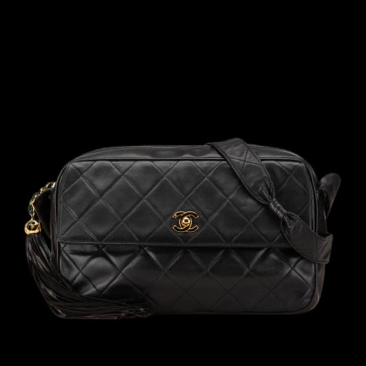 Black Leather Chanel Crossbody Bag