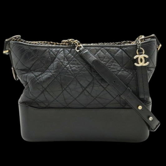 Black Leather Chanel Crossbody Bag