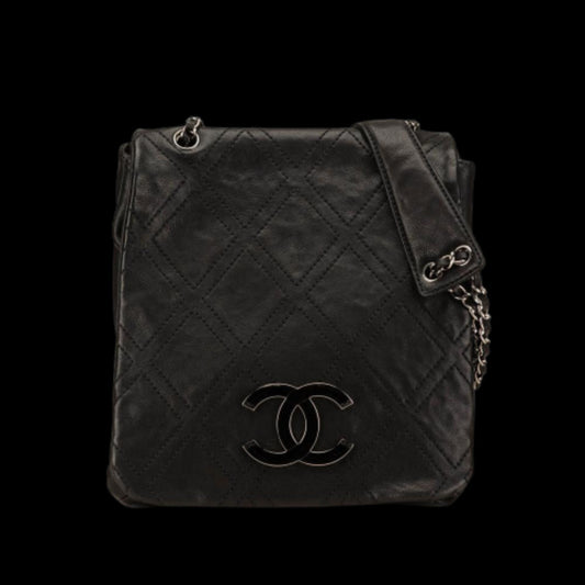 Black Leather Chanel Crossbody Bag