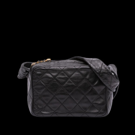 Black Leather Chanel Crossbody Bag