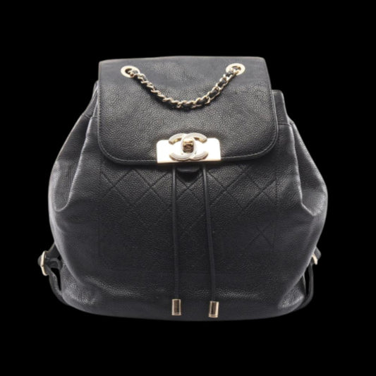 Black Leather Chanel Backpack