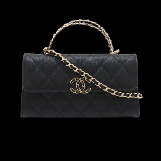 Black Leather Chanel Crossbody Bag
