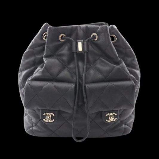 Black Leather Chanel Backpack