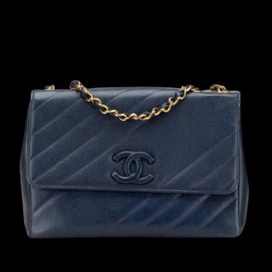 Blue Leather Chanel Crossbody Bag