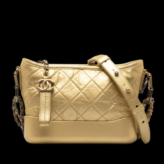 Gold Leather Chanel Crossbody Bag