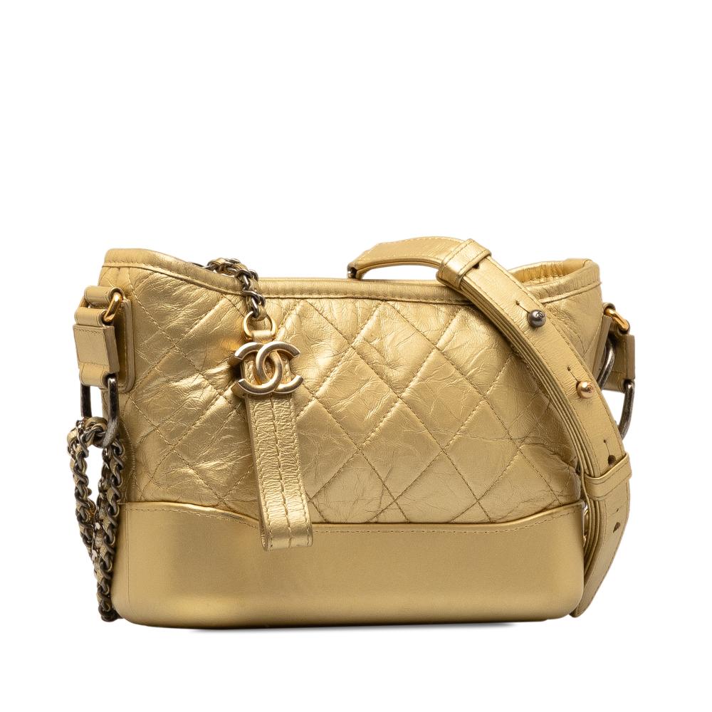 Gold Leather Chanel Crossbody Bag