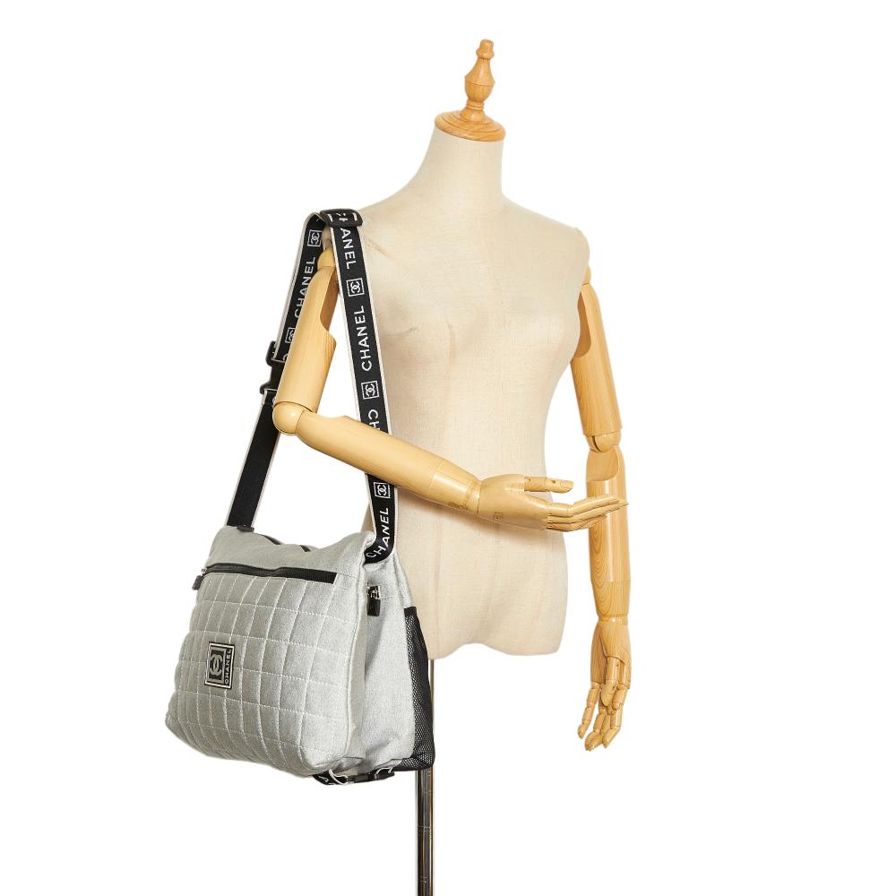 Grey Cotton Chanel Crossbody Bag