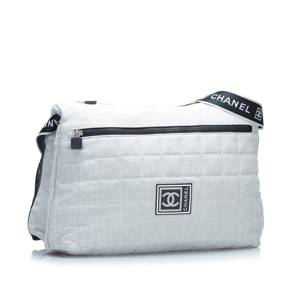 Grey Cotton Chanel Crossbody Bag
