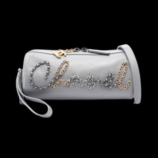 Grey Leather Chanel Crossbody Bag