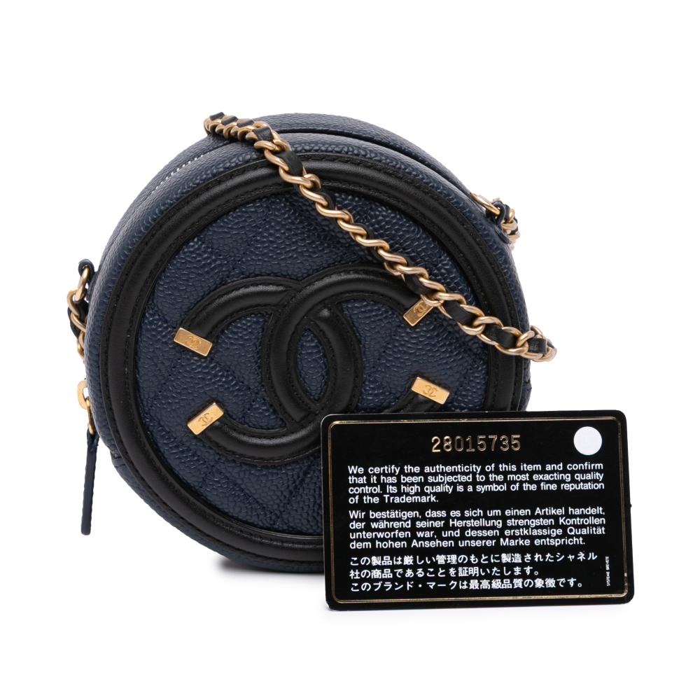 Navy Leather Chanel Crossbody Bag