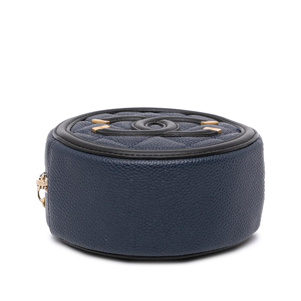 Navy Leather Chanel Crossbody Bag