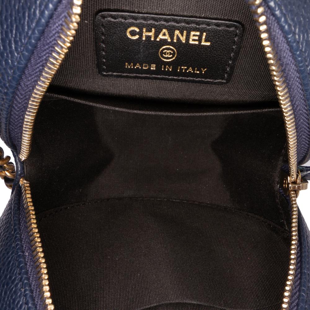 Navy Leather Chanel Crossbody Bag