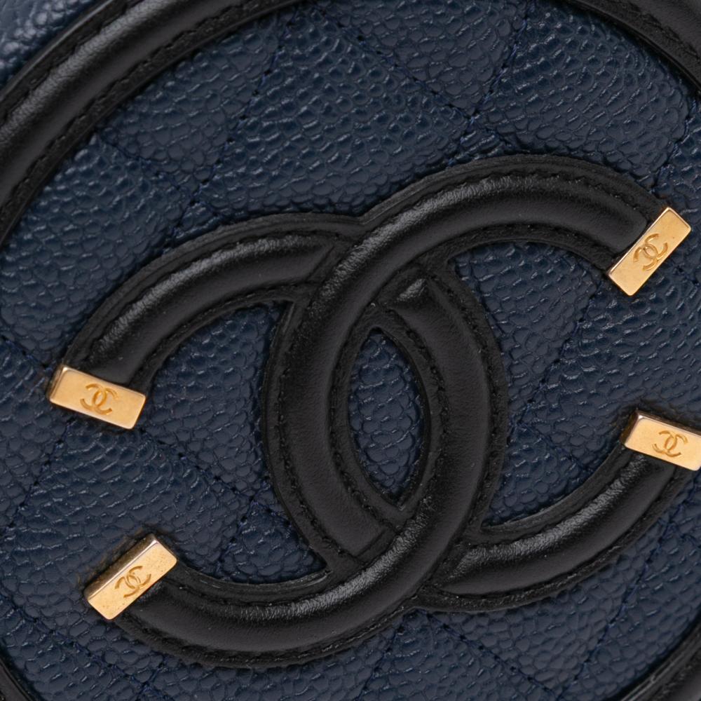 Navy Leather Chanel Crossbody Bag