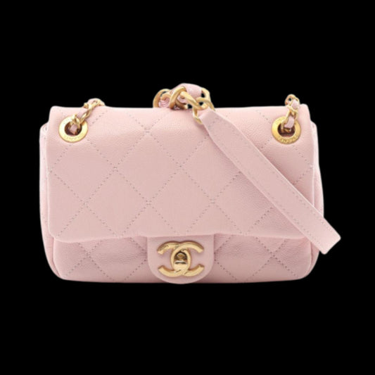 Pink Leather Chanel Crossbody Bag